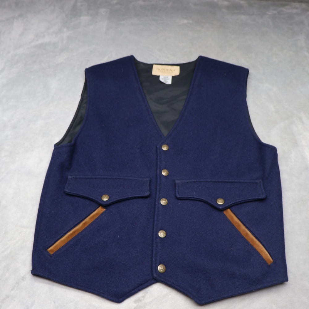 Schaefer Outfitter Vest‎ Women Medium Blue Stockman Melton Wool Blend USA Made